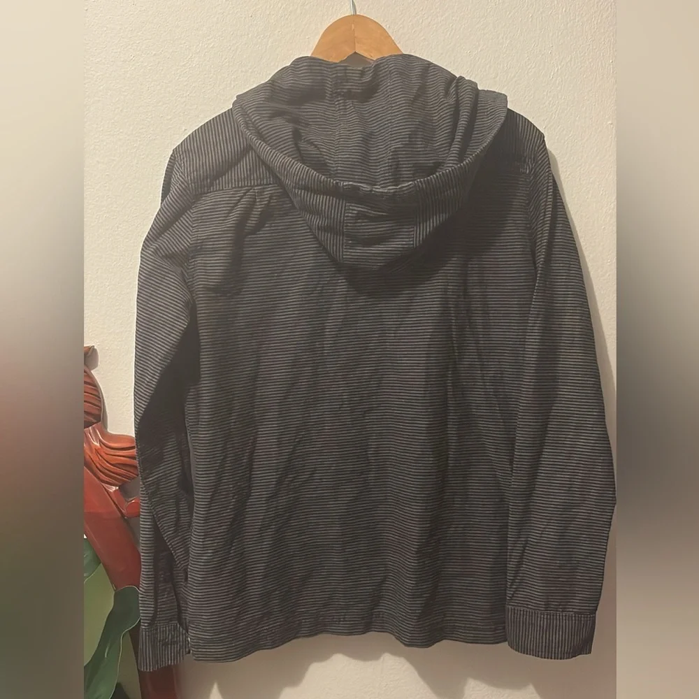 Men’s Ezekiel Charcoal and Black Striped Henley Lightweight Hoodie Jacket - Picture 3 of 3